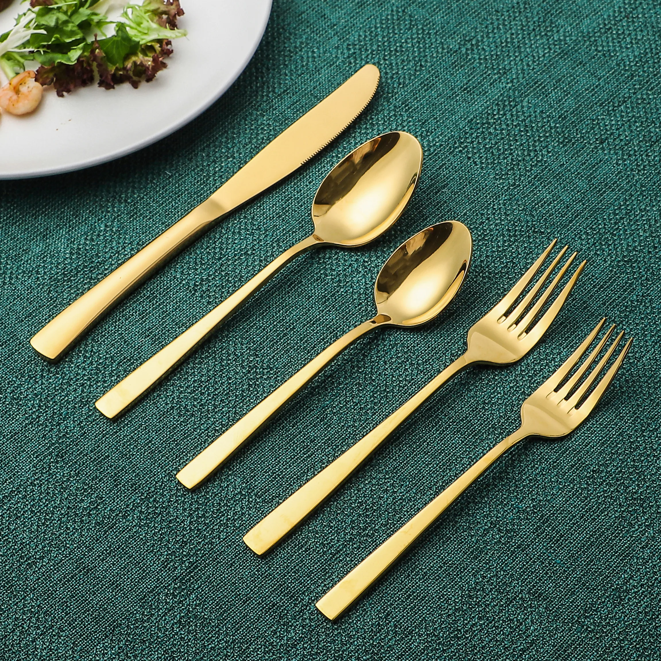 Fashion Square Handle 5 pcs /20 pcs Stainless Steel Cutlery With Gold Design Cutlery Set For Home/Wedding Hotel
Fashion Square Handle 5 pcs /20 pcs Stainless Steel Cutlery With Gold Design Cutlery Set For Home/Wedding Hotel