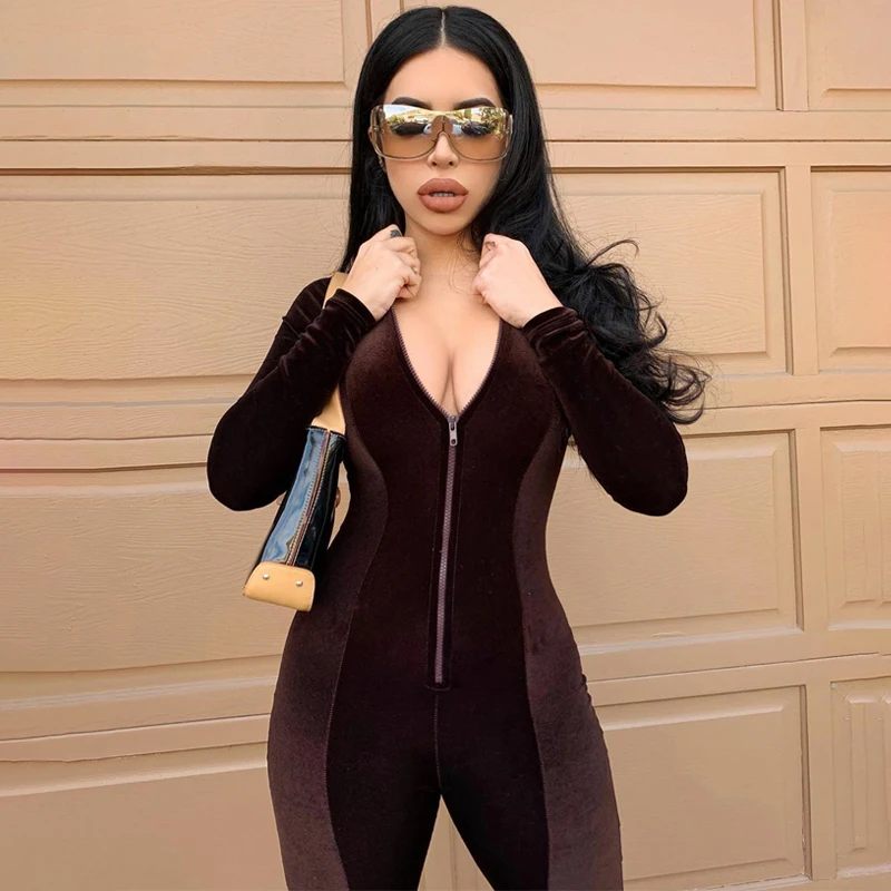Velvet Long Sleeve Zipper Women Fashion Fitness Bodycon One Piece Comfortable Jumpsuits, Picture
Velvet Long Sleeve Zipper Women Fashion Fitness Bodycon One Piece Comfortable Jumpsuits, Picture