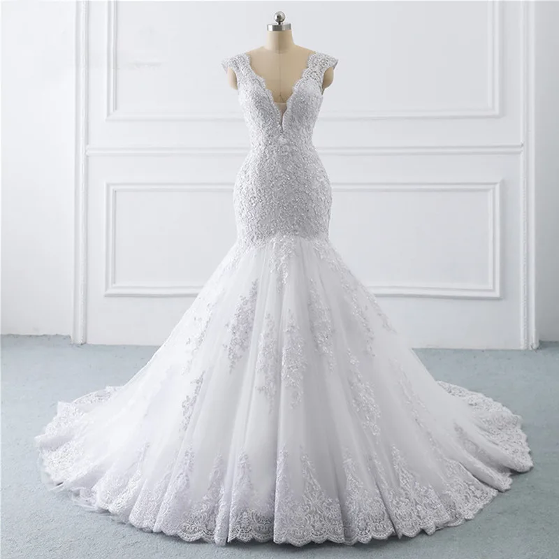 Plus Size Wedding Dress Mermaid Backless 2021 Women Pearl V Neck White Lace Wedding Dress
Plus Size Wedding Dress Mermaid Backless 2021 Women Pearl V Neck White Lace Wedding Dress