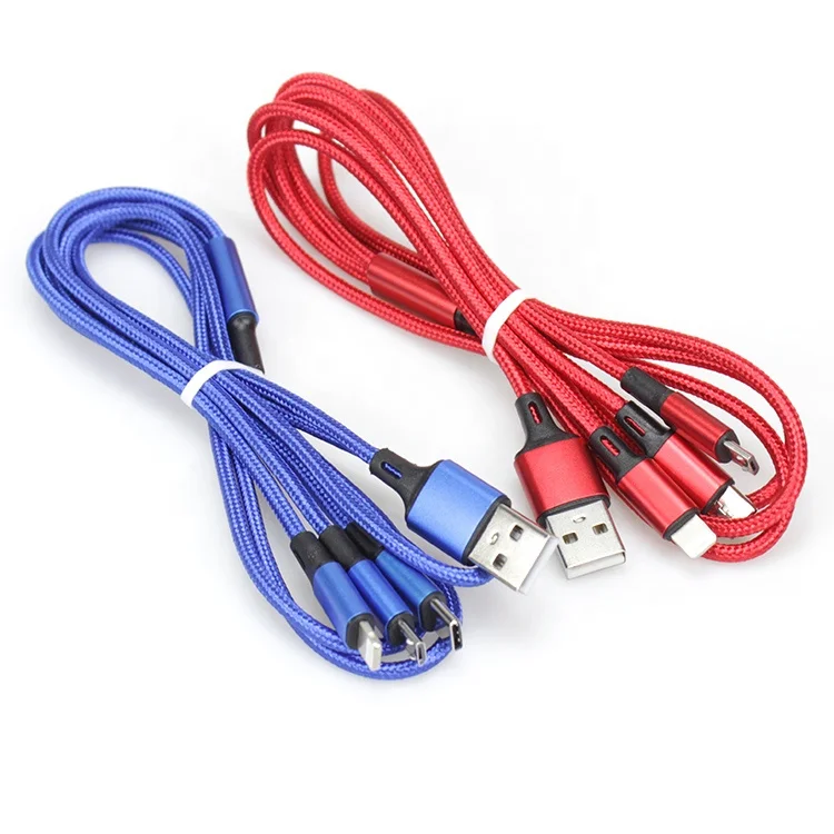Customized Nylon Mobile Phone Usb Cable Multi Head Nylon Braided 2A 3 in1Quick Charging Usb Cord 
Customized Nylon Mobile Phone Usb Cable Multi Head Nylon Braided 2A 3 in1Quick Charging Usb Cord