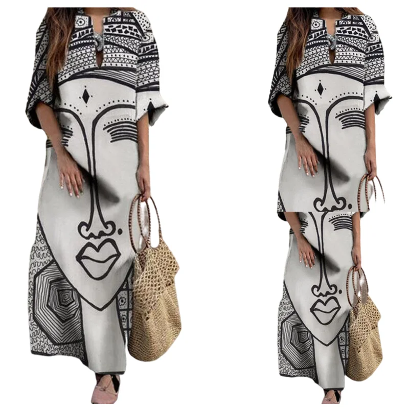 Spring and summer new style foreign trade women's fashion printing loose large size dress
Spring and summer new style foreign trade women's fashion printing loose large size dress