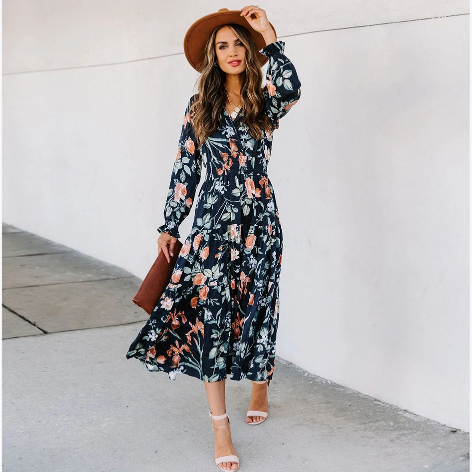 Ladies chiffon dresses elegant printed long skirt spring summer women floral casual dresses
Ladies chiffon dresses elegant printed long skirt spring summer women floral casual dresses