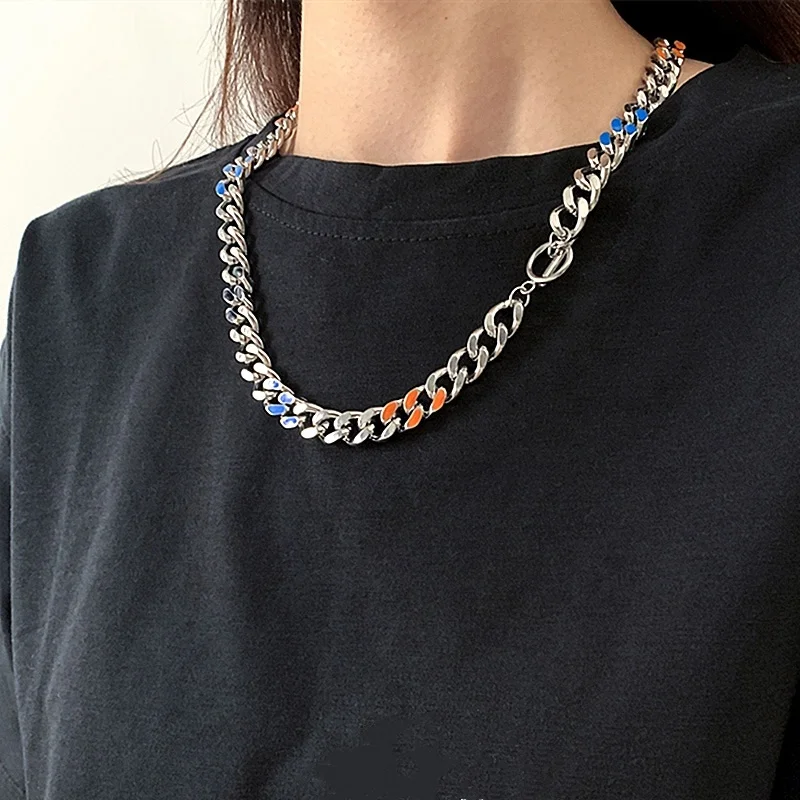 New Hip Hop Rock Rainbow Enamel Choker Necklace Bracelet Set Women Men Jewelry Set High Quality Long Cuban Chain Necklaces
New Hip Hop Rock Rainbow Enamel Choker Necklace Bracelet Set Women Men Jewelry Set High Quality Long Cuban Chain Necklaces