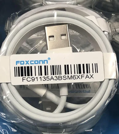 

100% Foxconn E75 chip 8CI original cable 2.1A 1M 2M transfer sync cable for iPhone 6 7 8 USB fast charge cable, White