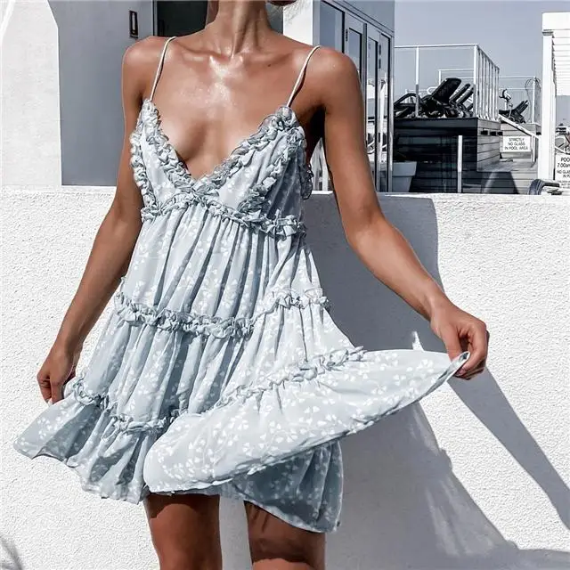 Spaghetti Strap Dress Digital Printing Dress Ruffle Decoration Sleeveless Floral Dress, Picture color
Spaghetti Strap Dress Digital Printing Dress Ruffle Decoration Sleeveless Floral Dress, Picture color