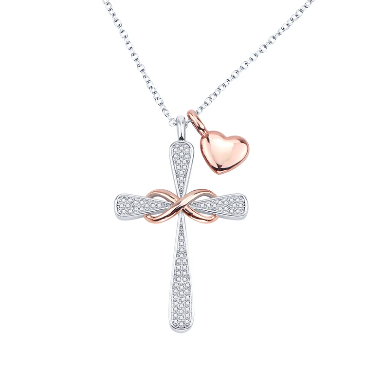 Customized Zircon Diamond Platinum Plated Two Tone Colors Heart Love Necklace Mother Silver Cross Necklace
Customized Zircon Diamond Platinum Plated Two Tone Colors Heart Love Necklace Mother Silver Cross Necklace