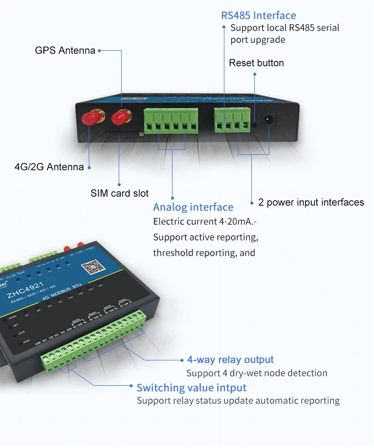 industrial modbus ethernet converter gsm rtu controller ZHC4921 internet modem IOT Router 128 - ANKUX.COM