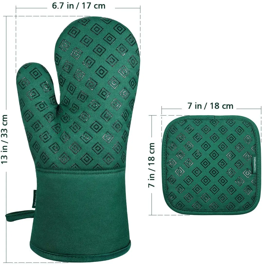 Homemaxs Oven Mitts and Pot Holders Sets4pcs Heat Resistant Non-Slip Food Grade Kitchen Mitten Silicone Cooking mitt for Kichen, Customized color
Homemaxs Oven Mitts and Pot Holders Sets4pcs Heat Resistant Non-Slip Food Grade Kitchen Mitten Silicone Cooking mitt for Kichen, Customized color
