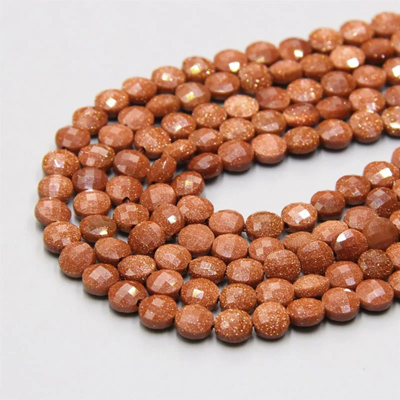 New Wholesale Flat Round Coin Faceted Stone Beads, Red Brown Sandstone Goldstone Faceted Beads for Jewelry Making
New Wholesale Flat Round Coin Faceted Stone Beads, Red Brown Sandstone Goldstone Faceted Beads for Jewelry Making