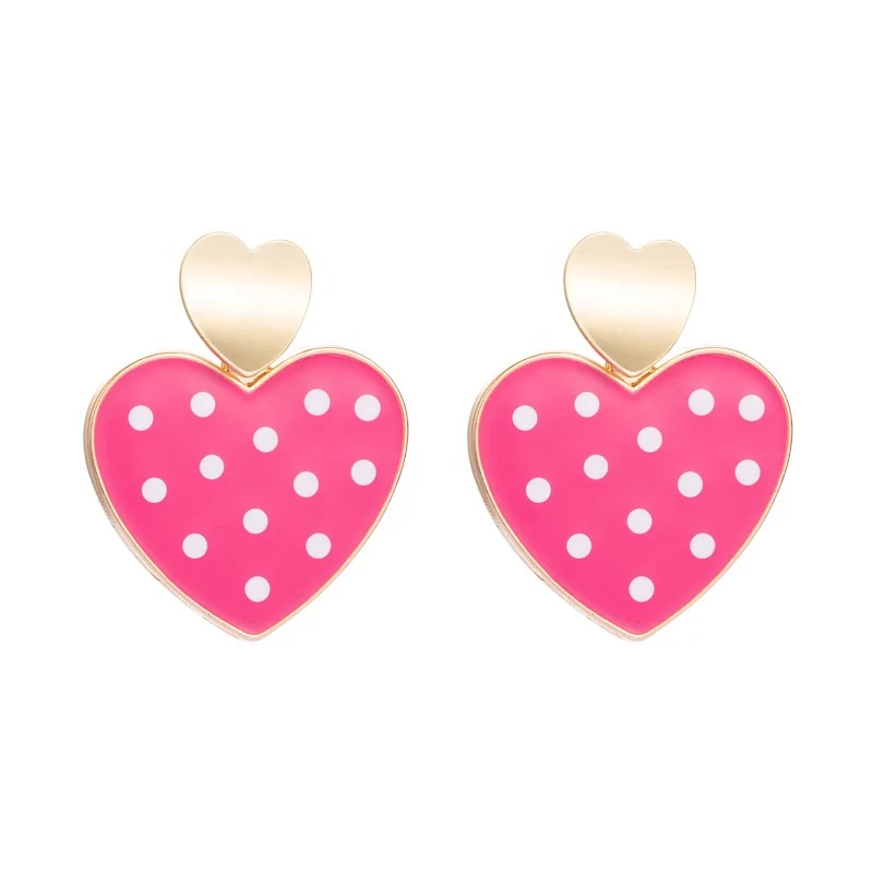Dina Summer Fancy Girl Polka Dot Gold Plated Neon Color Heart Earrings Accessories, Lake blue,fuchsia,white
Dina Summer Fancy Girl Polka Dot Gold Plated Neon Color Heart Earrings Accessories, Lake blue,fuchsia,white