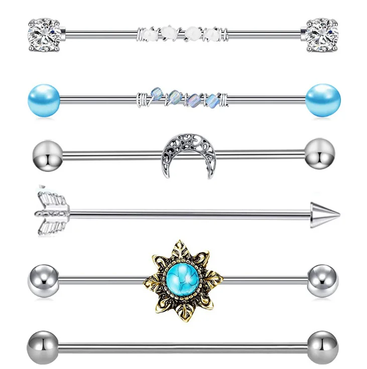New Stainless Steel Bead Moon Industrial Barbell Earring Cartilage Body Piercing Jewelry 38mm Industrial Piercing Bar
New Stainless Steel Bead Moon Industrial Barbell Earring Cartilage Body Piercing Jewelry 38mm Industrial Piercing Bar