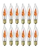C18 Flicker Flame String Light Bulbs Flame Tip Candelabra Light Bulbs 1 Watt/120 Volts/ E12 Base
