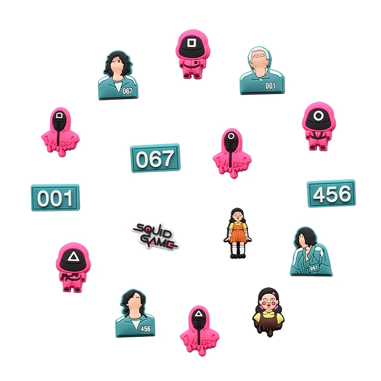 Squid Game Croc Shoe decorations croc shoe charms clogs sandals Korean TV shoe charms fit for bracelets, As pictures show
Squid Game Croc Shoe decorations croc shoe charms clogs sandals Korean TV shoe charms fit for bracelets, As pictures show