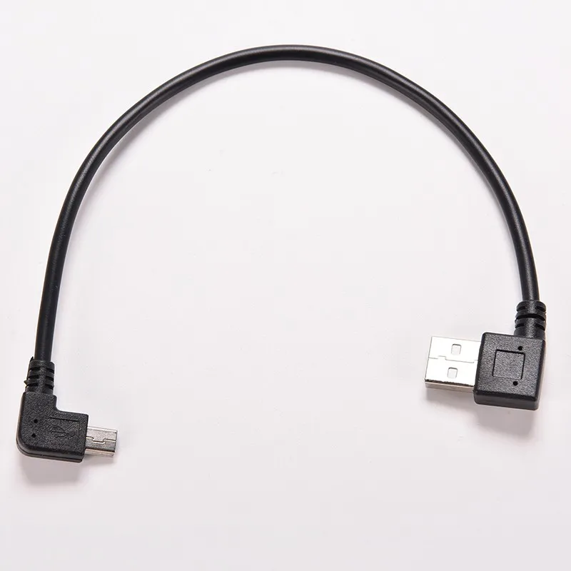 

Mini USB Data Cable 25cm Right Angle USB 2.0 A Male to Mini USB 5 Pin Left Angle Male Cable Cord Adapter Connector