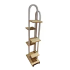 Metal 3 Tiers Free Standing Wooden Garden Flower Pot Display Shelf Rack