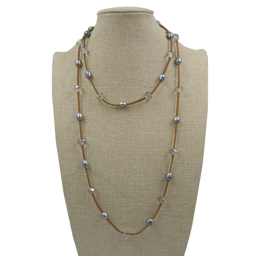 120 CM LONG PEARL NECKLACE 100% NATURAL FRESHWATER PEARL AND CRYSTAL VELVET LEATHER ROPE CHAIN
120 CM LONG PEARL NECKLACE 100% NATURAL FRESHWATER PEARL AND CRYSTAL VELVET LEATHER ROPE CHAIN