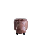 Wholesale Children Animal Ottoman Hippo Shape Morden Style Black Velvet Ottoman Family Footstool Cartoon Ottoman