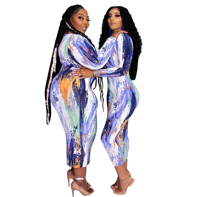 2021 ladies winter casual leopard long sleeve bodycon printed graffiti plus size women clothing oversized dress, Customized colors accept
2021 ladies winter casual leopard long sleeve bodycon printed graffiti plus size women clothing oversized dress, Customized colors accept