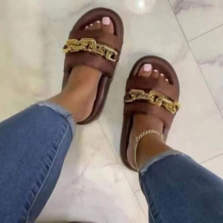 Ladies Slippers Slides Fashion Black Metal Chain Decorated Round Toe Women Slides Female Beach Shoes Summer Sandals Women 2021, Black,red,beige,green
Ladies Slippers Slides Fashion Black Metal Chain Decorated Round Toe Women Slides Female Beach Shoes Summer Sandals Women 2021, Black,red,beige,green