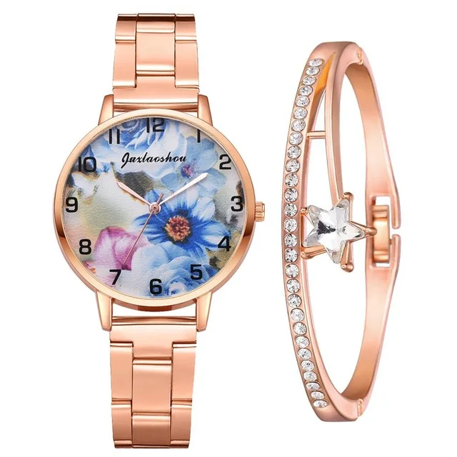 Fashion Ladies Watch Set Flowers Pattern Dress Rhinestone Bracelet Watch Set Elegant Women Watches Rose Gold WristWatches Clock, Multi colors
Fashion Ladies Watch Set Flowers Pattern Dress Rhinestone Bracelet Watch Set Elegant Women Watches Rose Gold WristWatches Clock, Multi colors