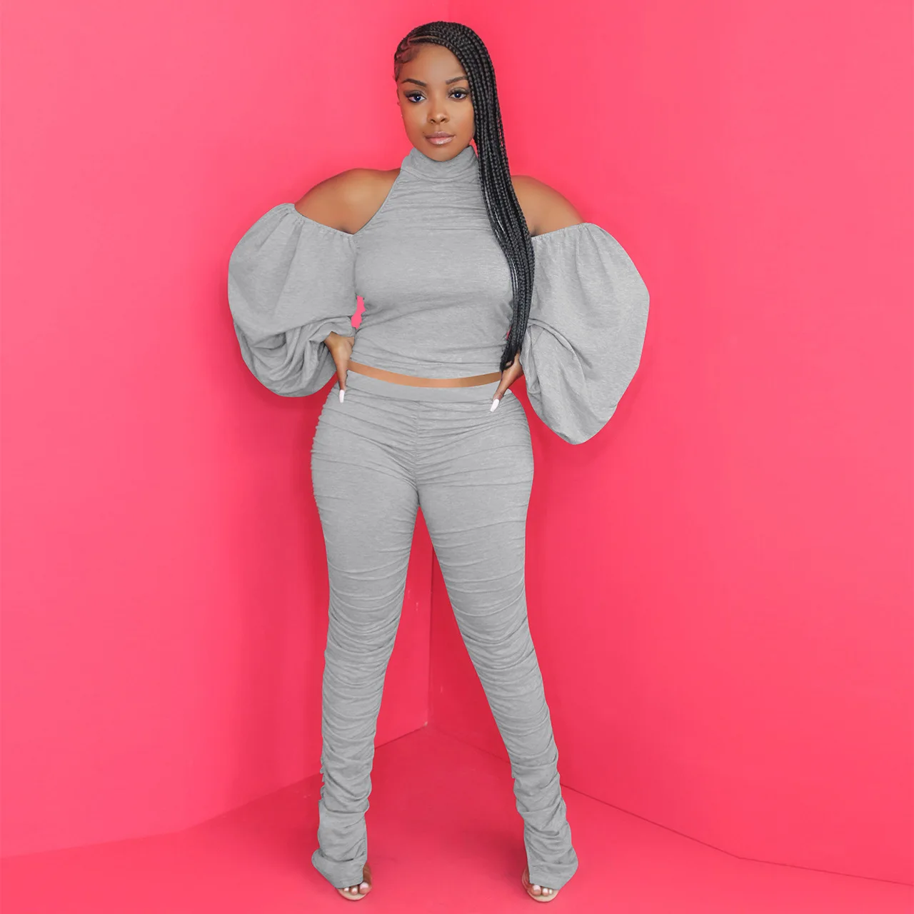 New European And American Spot Amazon Pleated Split Trousers Puff Sleeve Halter Strapless Halter Lady Two-piece Sports Set, Customized color
New European And American Spot Amazon Pleated Split Trousers Puff Sleeve Halter Strapless Halter Lady Two-piece Sports Set, Customized color