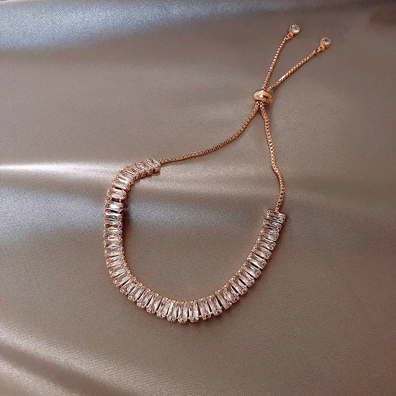 Simple Sparkling Real Rose Gold Plated CZ Bracelet Rectangle Cubic Zircon Tennis Bracelet
Simple Sparkling Real Rose Gold Plated CZ Bracelet Rectangle Cubic Zircon Tennis Bracelet