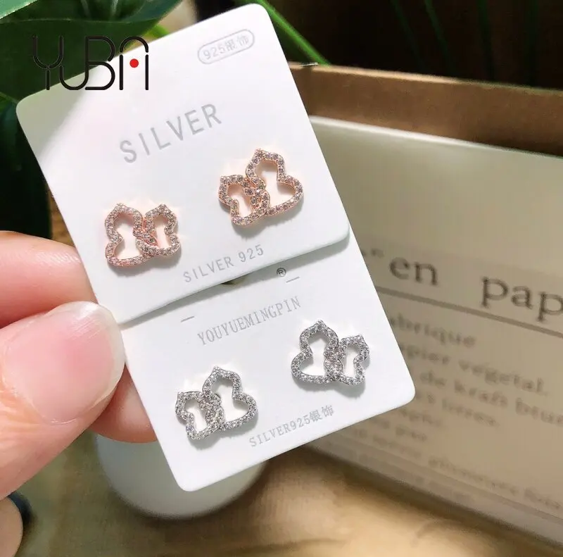 Fashion Trendy Wholesale 925 Sterling Silver Double gourd earrings with diamond Women's jewelry
Fashion Trendy Wholesale 925 Sterling Silver Double gourd earrings with diamond Women's jewelry
