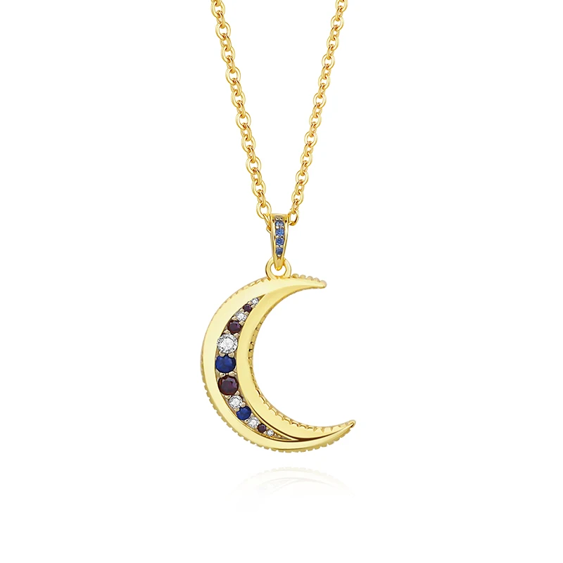 INS Popular Fashion 925 Sterling Silver Jewelry Colorful Diamond Moon Shape Gold Plated Necklace For Women
INS Popular Fashion 925 Sterling Silver Jewelry Colorful Diamond Moon Shape Gold Plated Necklace For Women