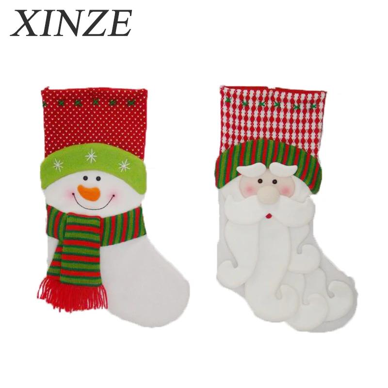 new plush long beard santa stocking christmas hanging socks gift