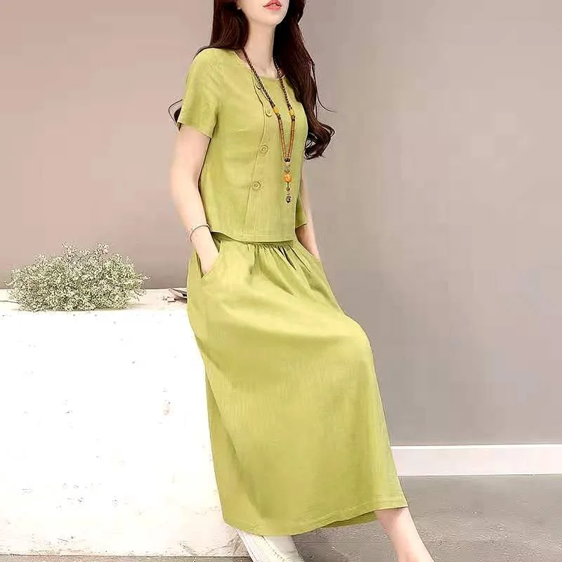 Summer Women Cotton Linen Dresses 2021 Casual Short Sleeve Two Set Office Dress Female Button Pocket Party Dress Plus Size, Khaki,green,beige
Summer Women Cotton Linen Dresses 2021 Casual Short Sleeve Two Set Office Dress Female Button Pocket Party Dress Plus Size, Khaki,green,beige