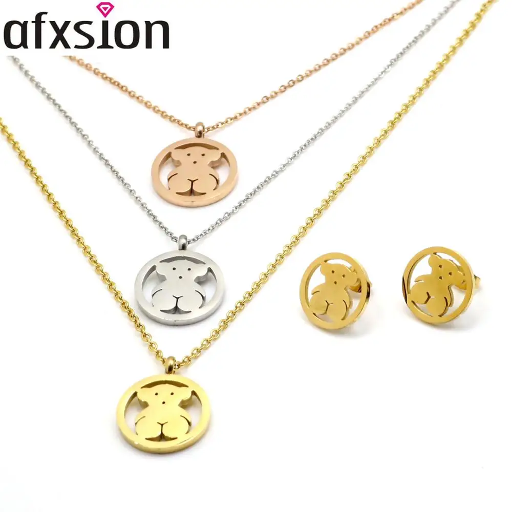 AFXSION 2019 South American Hot Jewelry Bear necklace earrings Stainless steel jewelry set women, Picture
AFXSION 2019 South American Hot Jewelry Bear necklace earrings Stainless steel jewelry set women, Picture