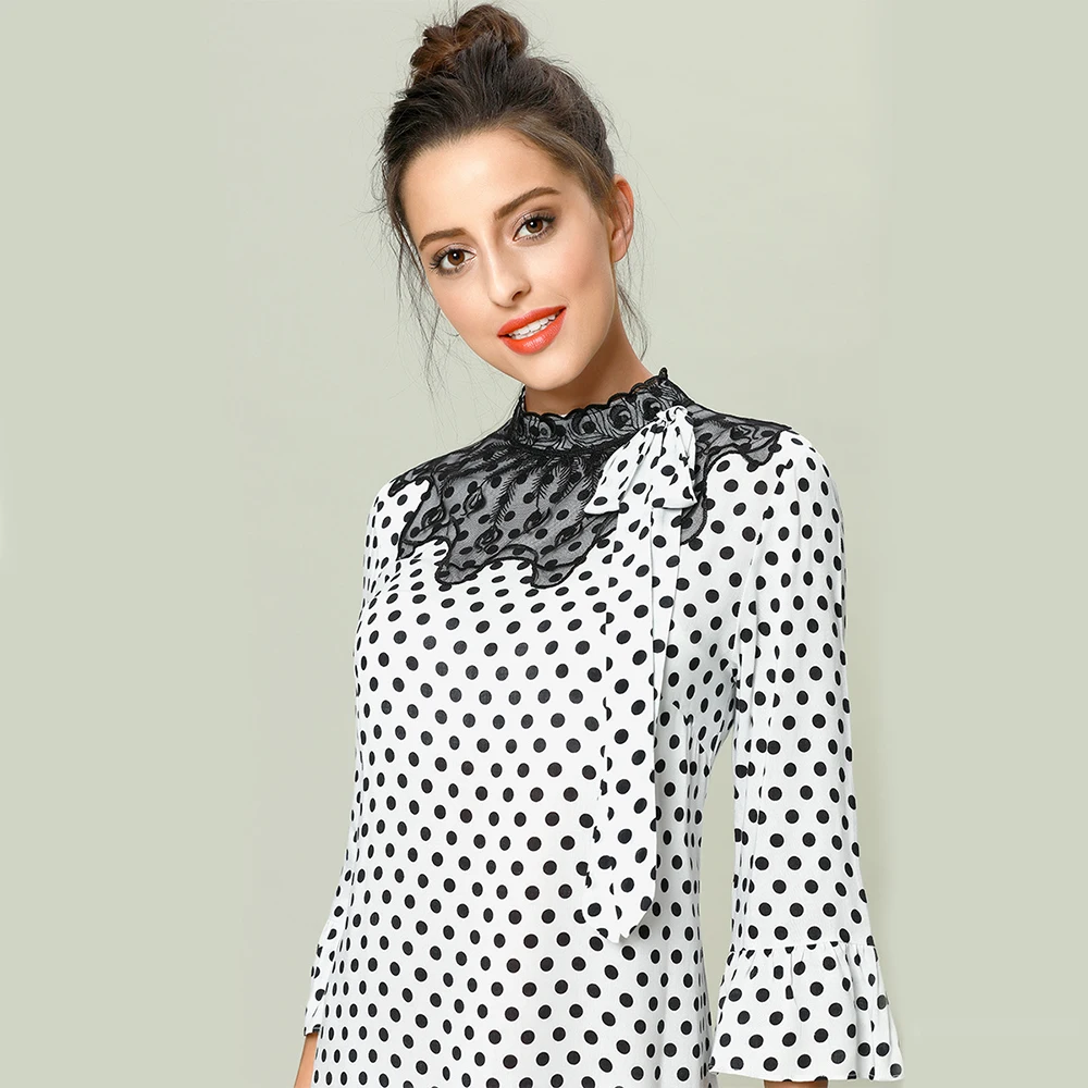 

White polka dot embroidered boho dress flare sleeve vintage elegant split jersey maxi casual boutique dress for indian women