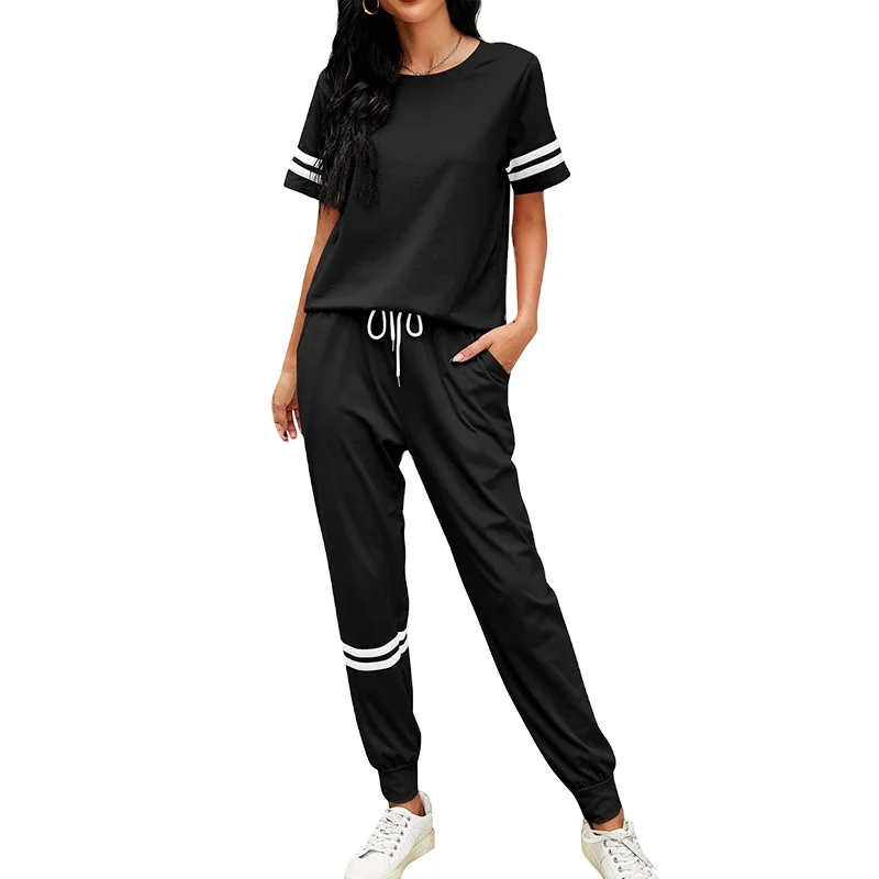 S0065B High Quality 2021 Summer New Amazon Ladies Leisure Fashion Sports Contrast Short Sleeve Trousers Two-piece Suit
S0065B High Quality 2021 Summer New Amazon Ladies Leisure Fashion Sports Contrast Short Sleeve Trousers Two-piece Suit