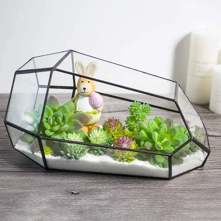 Black Frame Large Geometric Glass Terrarium Plant Vase Container for Garden Indoor Home Decoration, Clear
Black Frame Large Geometric Glass Terrarium Plant Vase Container for Garden Indoor Home Decoration, Clear