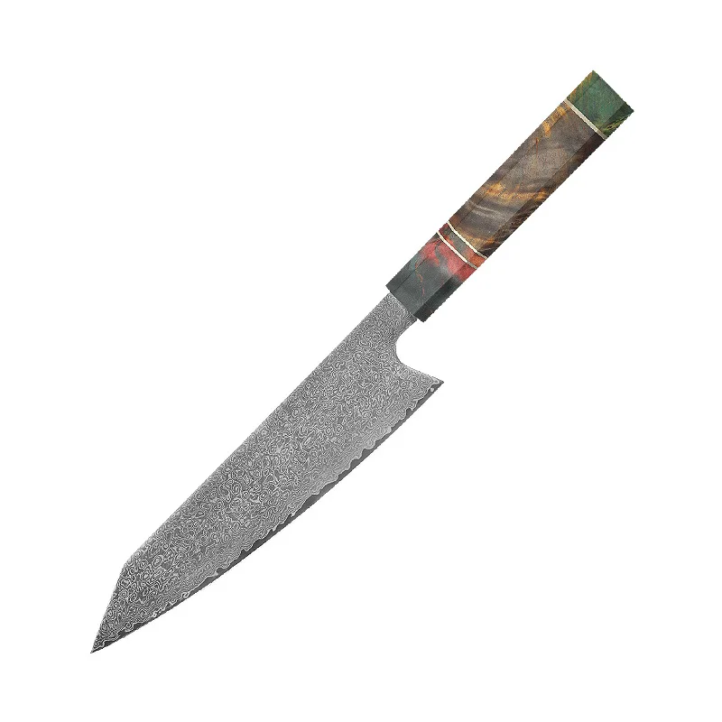 Damascus Steel 8 "Chef's Knife Stabilized Wood Kitchen Knife Professional Slicing Knife
Damascus Steel 8 "Chef's Knife Stabilized Wood Kitchen Knife Professional Slicing Knife