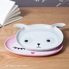 Children fashion bulk gray porcelain cute safe plate for home kids ceramic Toddler Baby kids plate