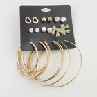 Hot sell 6 pairs earrings sets big hoop star crystal rhinestone alloy earring