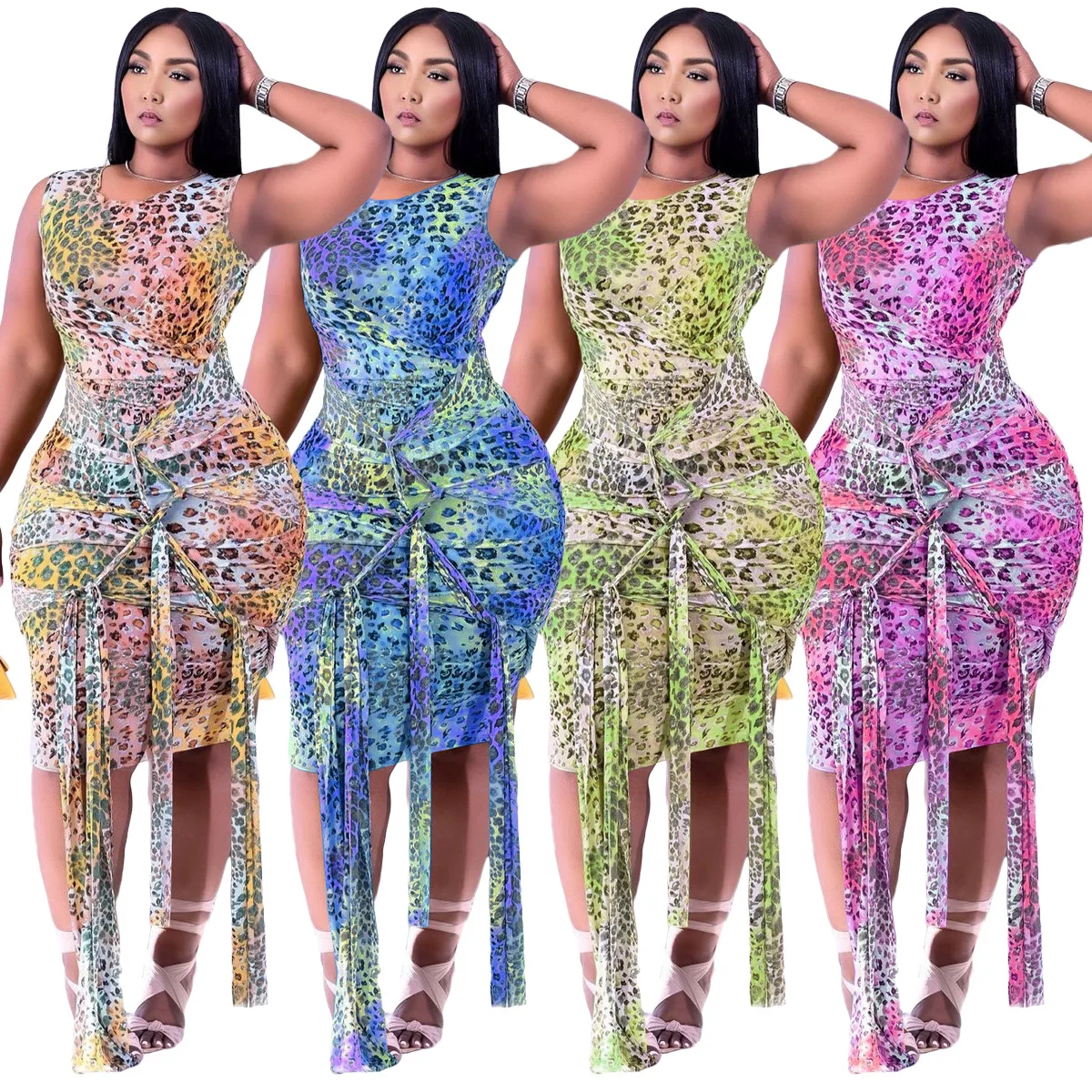 Bandage Dress 2021 O-Neck Sexy Women Sleeveless Pencil Bodycon Dress Summer Party Leopard Print Dresses, Pink, green, dark blue, orange
Bandage Dress 2021 O-Neck Sexy Women Sleeveless Pencil Bodycon Dress Summer Party Leopard Print Dresses, Pink, green, dark blue, orange