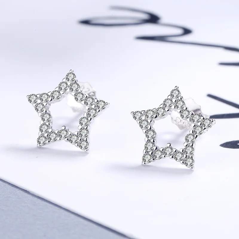 Best Selling Sterling Silver CZ Cubic Zirconia Hollow Star Stud Earrings S925 Sterling Silver Star Earring
Best Selling Sterling Silver CZ Cubic Zirconia Hollow Star Stud Earrings S925 Sterling Silver Star Earring