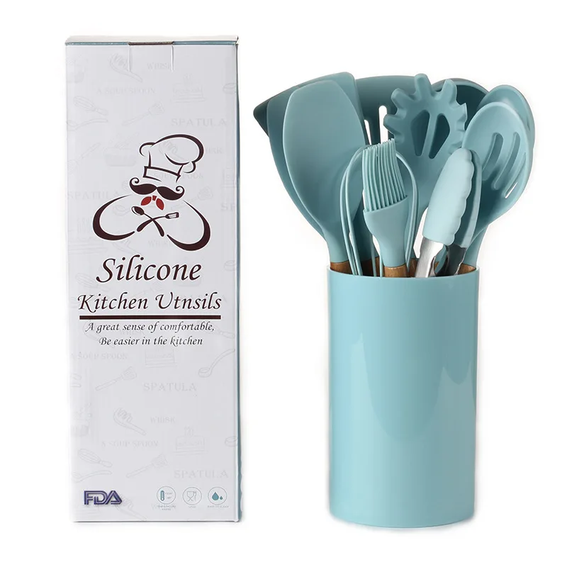 Factory price 12 Pieces Silicone Kitchen Accessories Cooking Tools kitchen Utensils With wooden handle
Factory price 12 Pieces Silicone Kitchen Accessories Cooking Tools kitchen Utensils With wooden handle