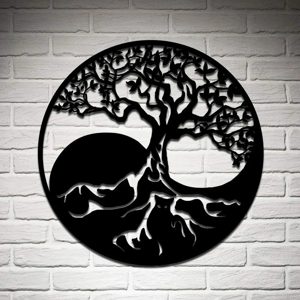 Tree of Life Metal Wall Art Decor Yin Yang Wall Silhouette Metal Wall Hangings, Black
Tree of Life Metal Wall Art Decor Yin Yang Wall Silhouette Metal Wall Hangings, Black
