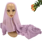 wholesale New style pure color chiffon hidden-interlocking scarf with l fashionable colorful women muslim hijab