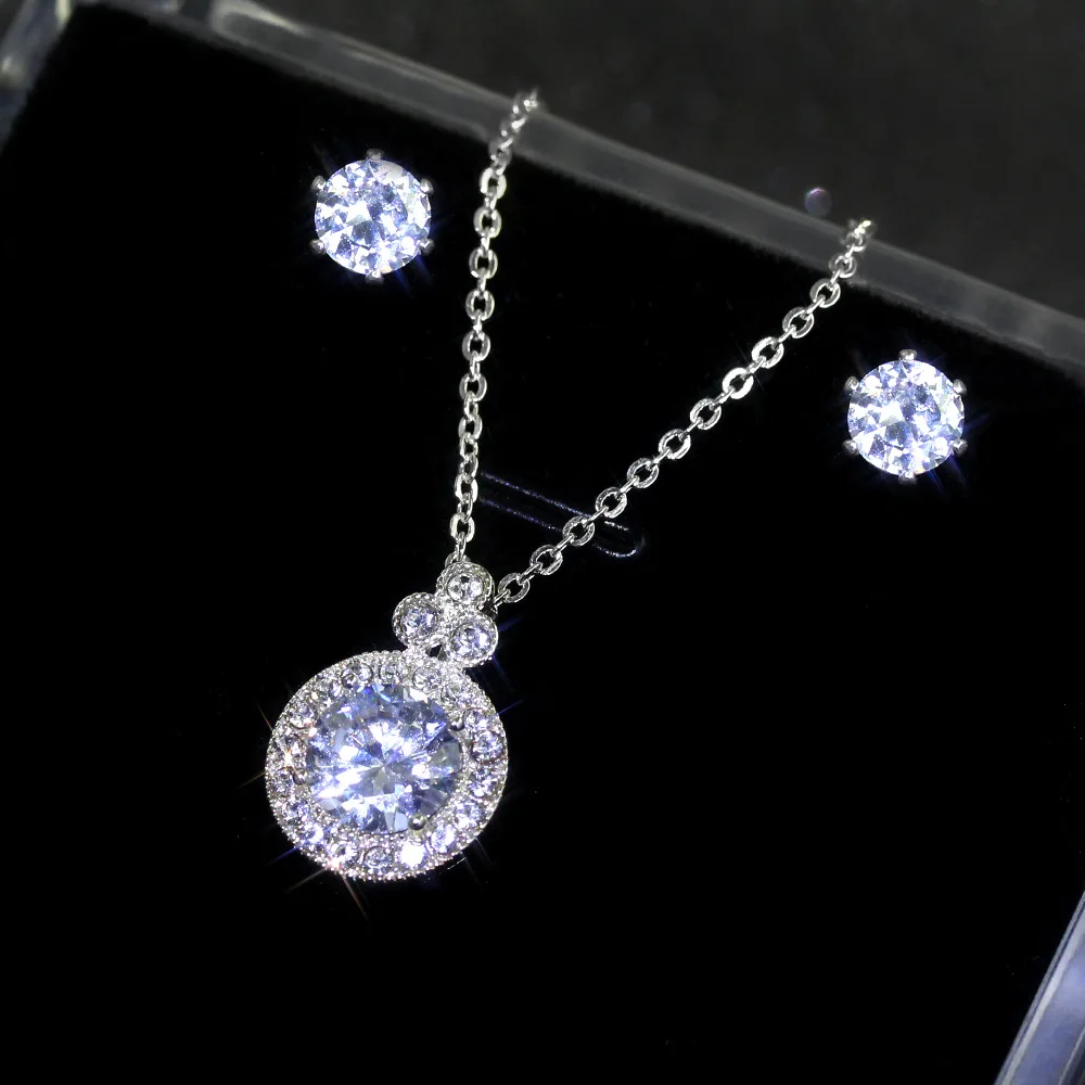 2021 Creative Sparkling Full Diamond Cz Round Jewelry Set Crystal Cubic Zircon Crown Necklace Earrings Set for Wedding
2021 Creative Sparkling Full Diamond Cz Round Jewelry Set Crystal Cubic Zircon Crown Necklace Earrings Set for Wedding