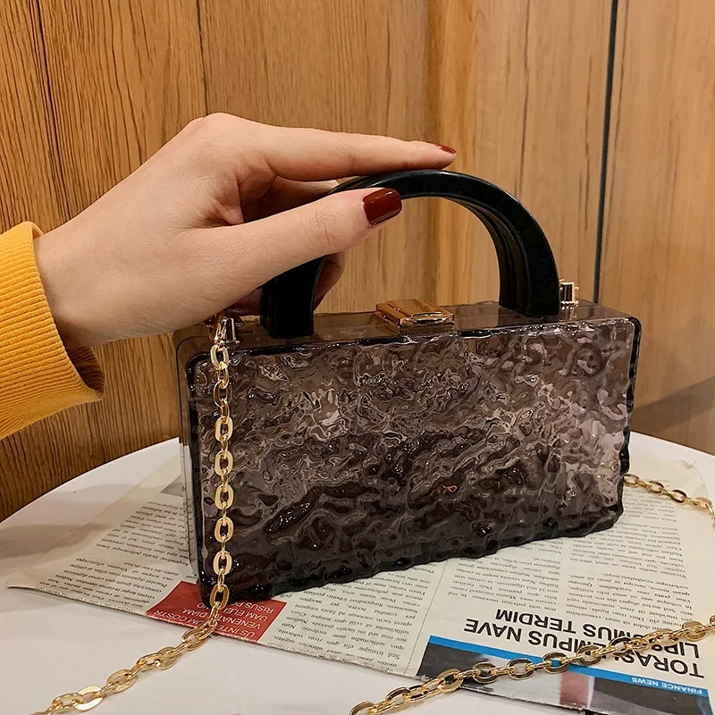 new design fashion box shape chains shoulder clear purse unique summer clutch women acrylic hand bag, Clear, pink, red, blue, black
new design fashion box shape chains shoulder clear purse unique summer clutch women acrylic hand bag, Clear, pink, red, blue, black
