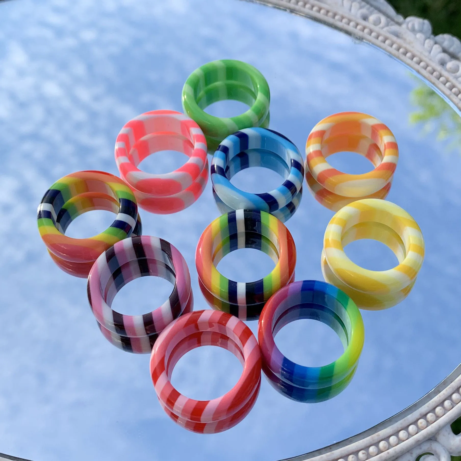 OUYE 2021 green stripe glitter Acrylic Fashion colorful cute pink resin chunky rings Jewelry Wholesale Pure color women ring
OUYE 2021 green stripe glitter Acrylic Fashion colorful cute pink resin chunky rings Jewelry Wholesale Pure color women ring