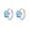 Best Selling Pet's Footprint Hoop Earring 925 Sterling Silver Blue Paw Drop Earrings Forever Love Animal Fashion Jewelry For yo