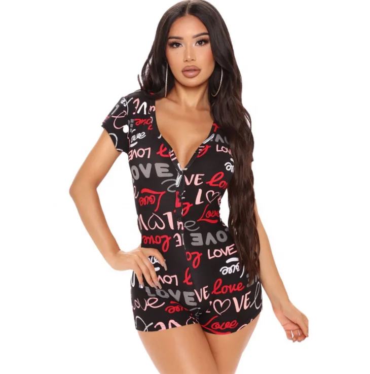 Colory Womens Sleeping Onesie Short Onesie For Women Summer Pajama Set, Picture shows 
Colory Womens Sleeping Onesie Short Onesie For Women Summer Pajama Set, Picture shows