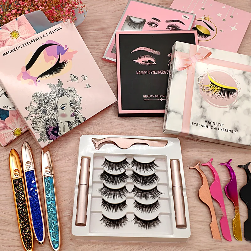 

2021 New styles top quality 3D magnets powerful mink eye lashes silk false magnetic eyelashes