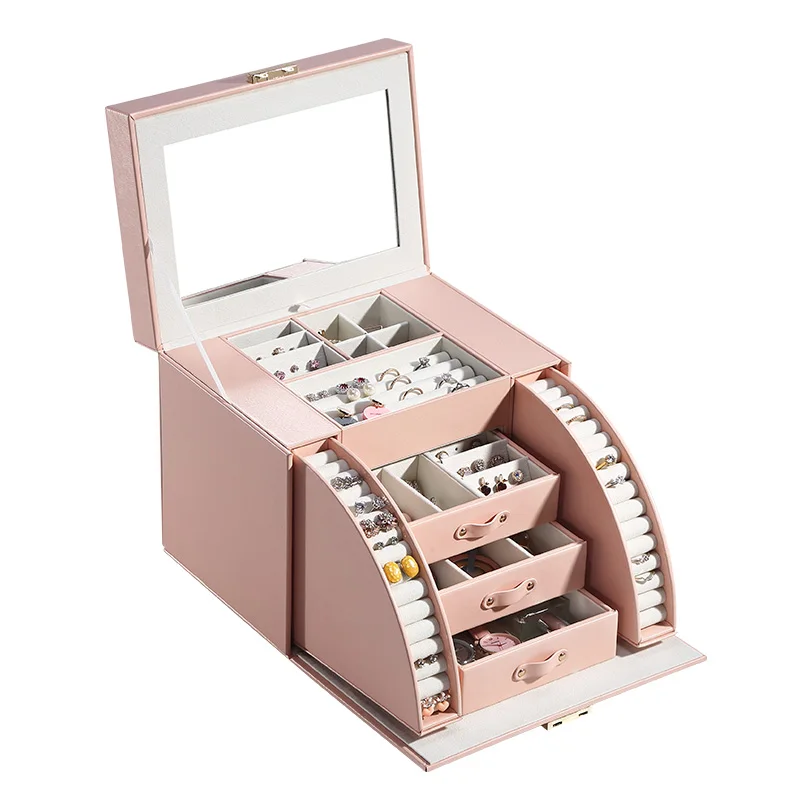 Wholesale Luxury Large PU Leather Drawer Jewelry Box with Mirror Custom Logo joyero Ring Necklace Earring Jewellery Organizer
Wholesale Luxury Large PU Leather Drawer Jewelry Box with Mirror Custom Logo joyero Ring Necklace Earring Jewellery Organizer