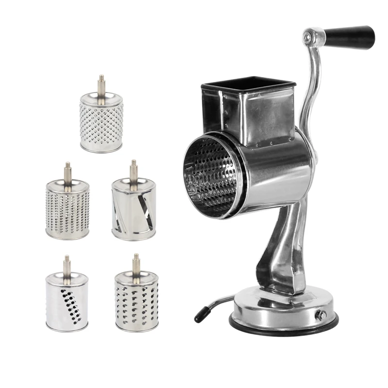 Stainless Steel multifunction grater with 5 drum blades rotary nut grinder vegetable chopper & cheese grater
Stainless Steel multifunction grater with 5 drum blades rotary nut grinder vegetable chopper & cheese grater